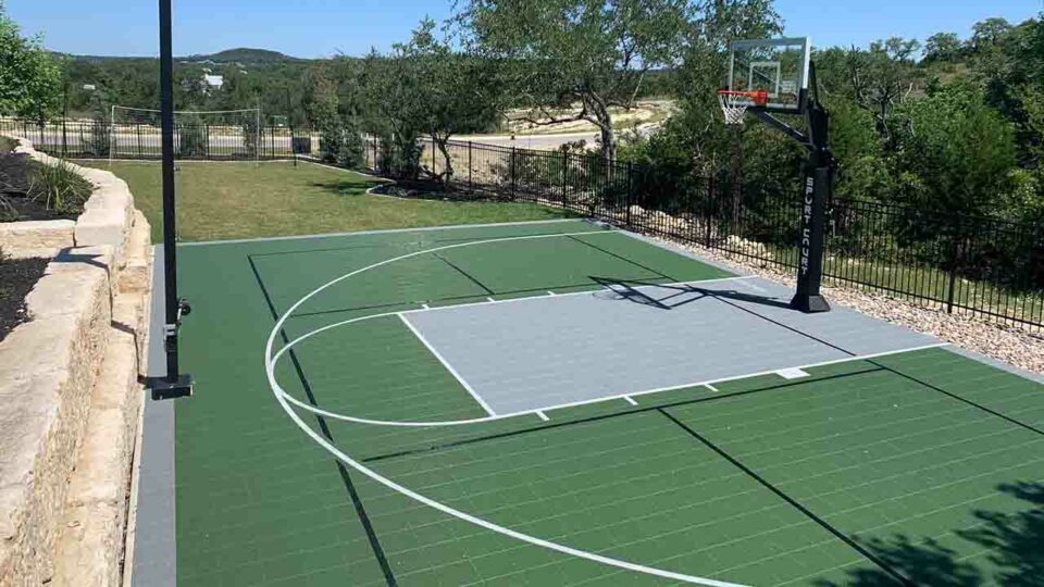 Sport Court 30 X 45 Pickleball With Rock Wall