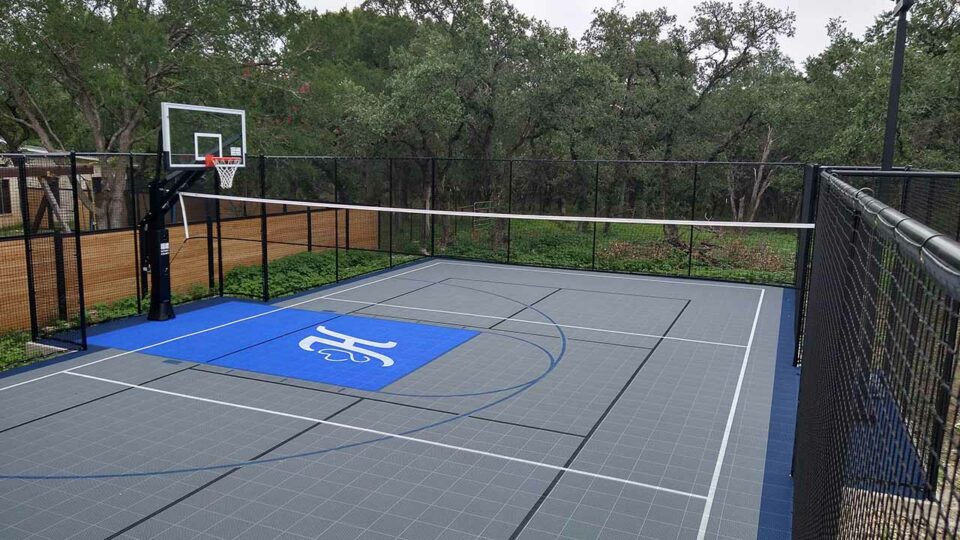 Sport Court Basketball Volleyball Pickleball Court With Hooey Logo 01