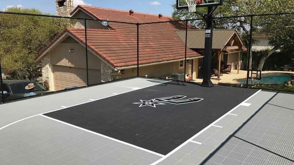 Sport Court Small Basketball Court With San Antonio Spurs Logo 01